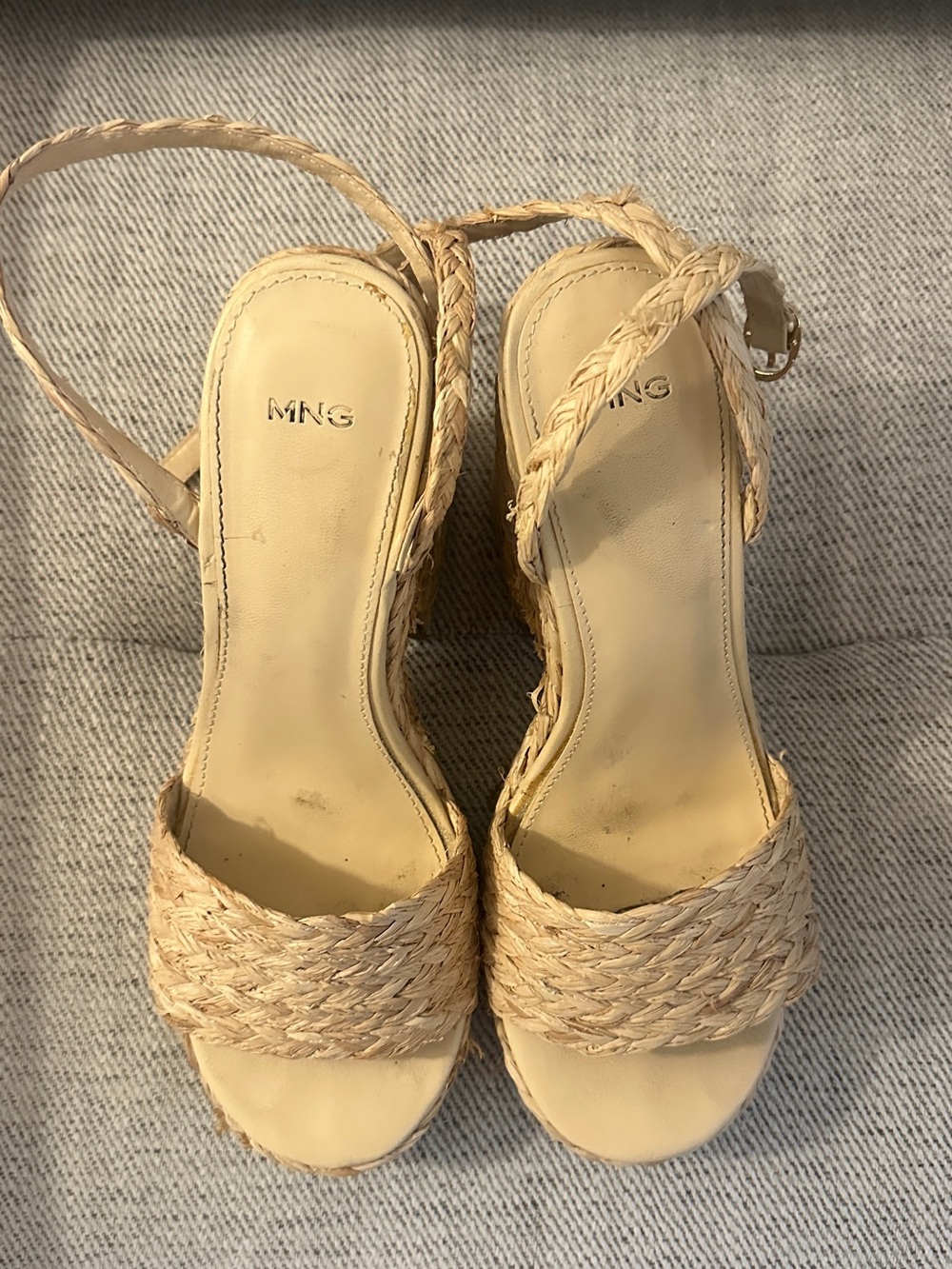 Mango Raffia Platform Heels 38 - Picture 5 of 9